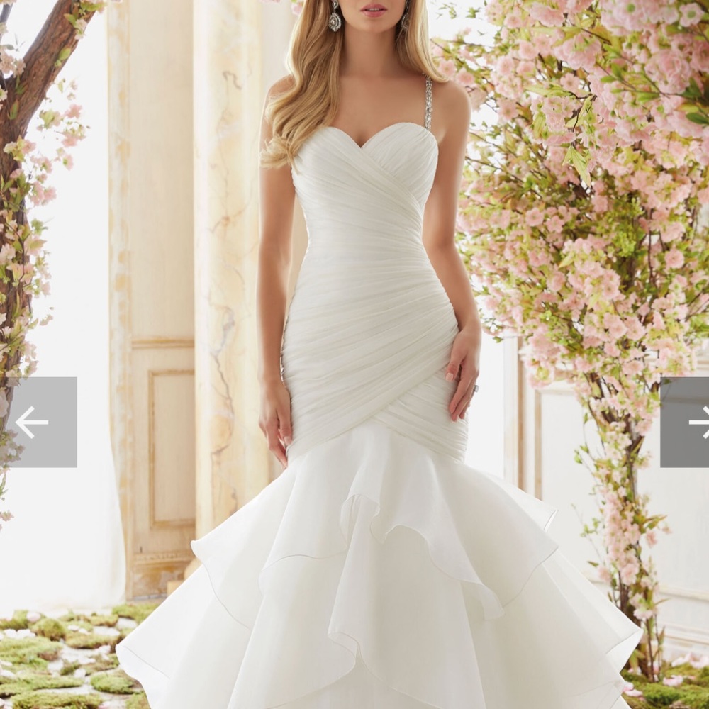 Organza Wedding Dress with Crystal Beaded Straps size 10